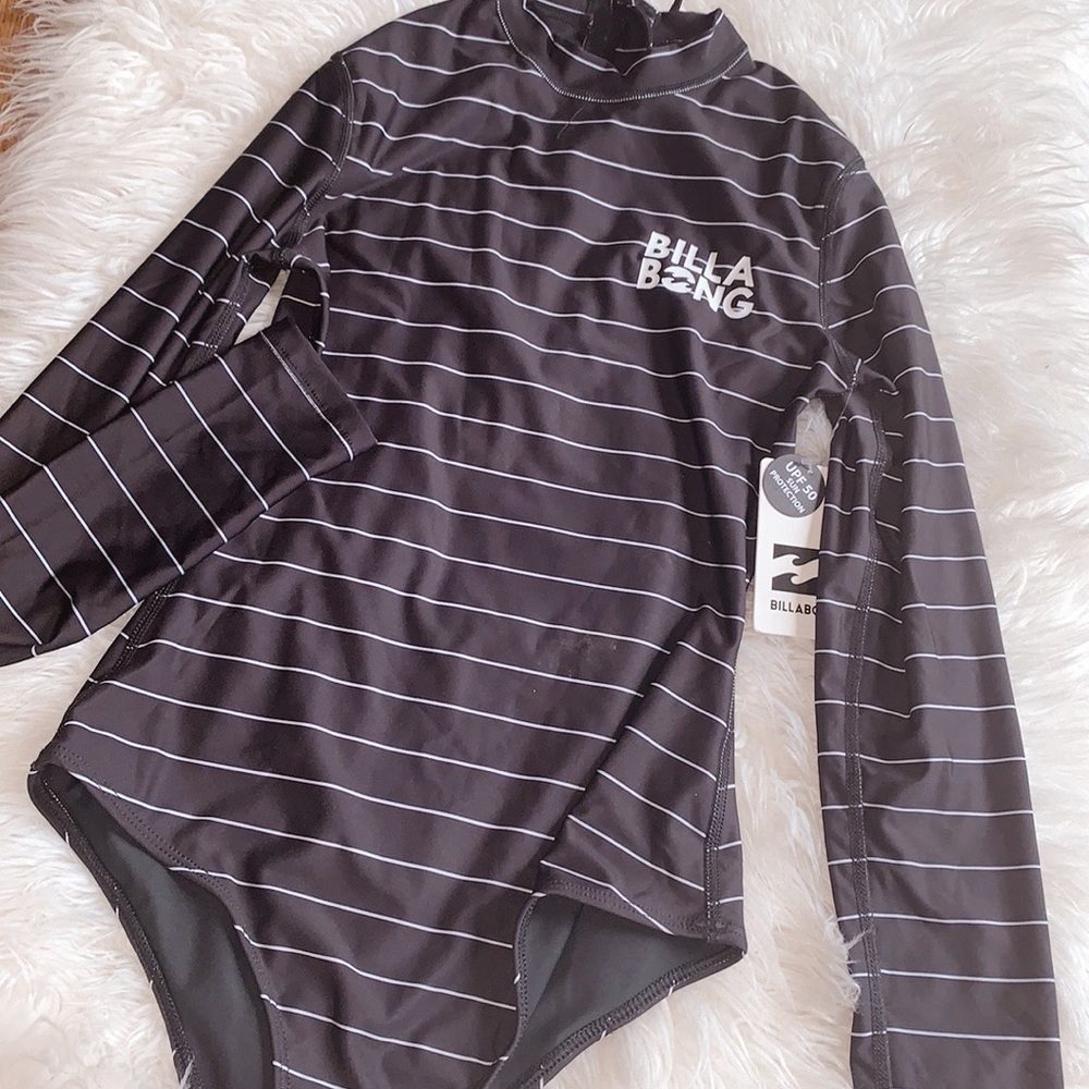 Billabong Striped Mock Neck Swimsuit